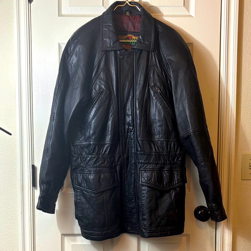 Pelle Cuir G-III Men's Black 100%Leather Military Jacket